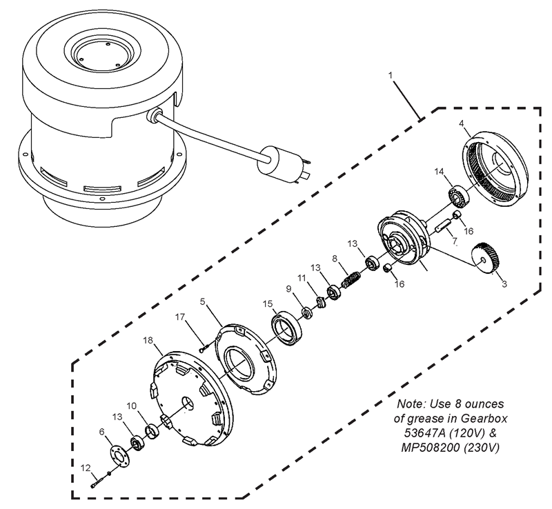 PE225GP_Motor Gearbox Assembly